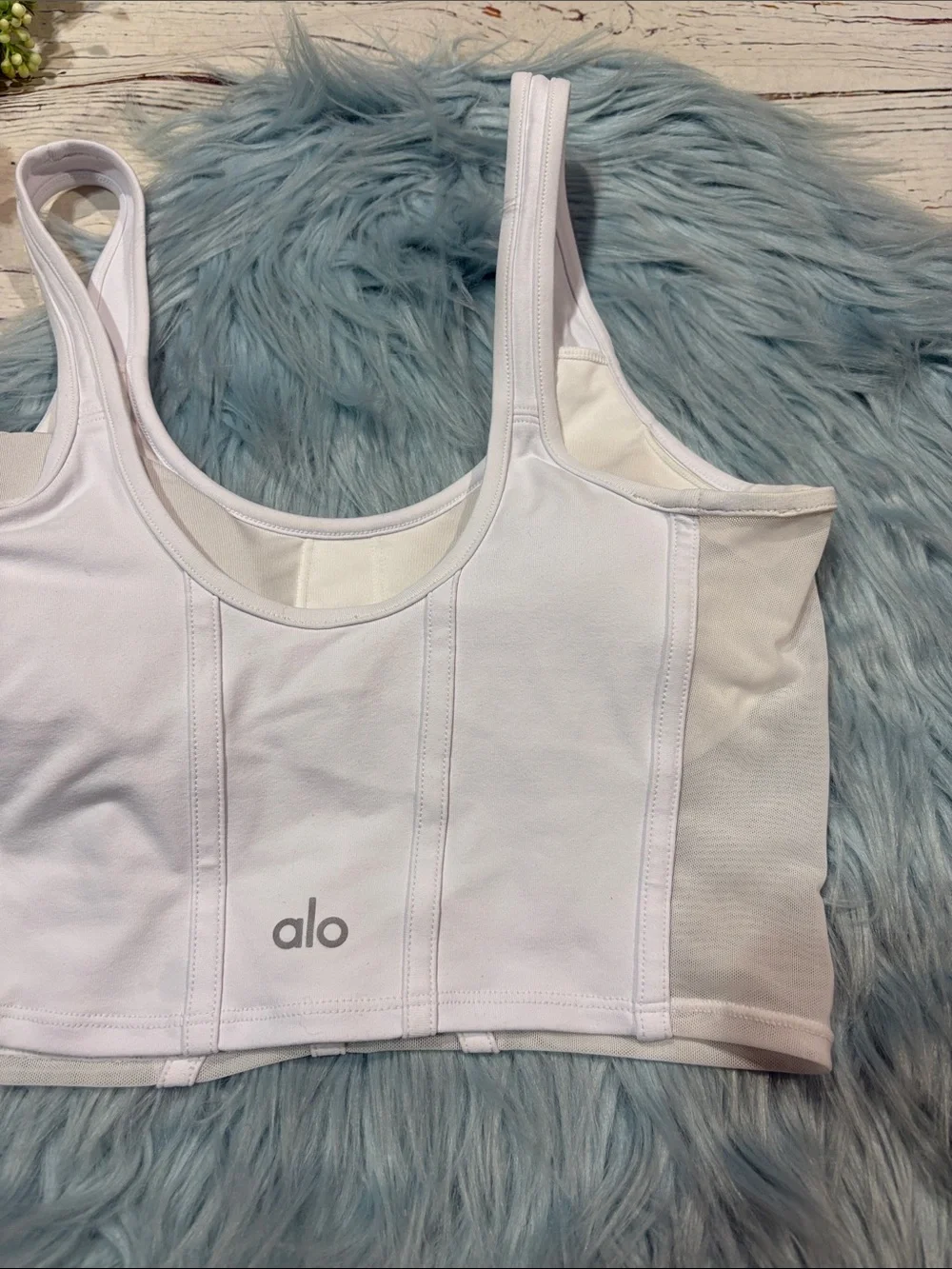Alo Yoga Airbrush Mesh White Corset Tank